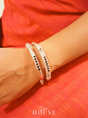 Sterling Silver Bangles Red and green meenakari Navya , Kangan