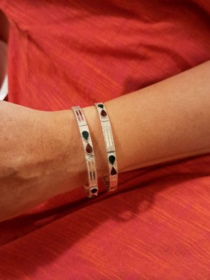 Reeva Red and green 925 Silver Bangles