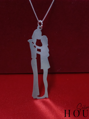 Silver Tall Couple Pendant, necklace for valentine's