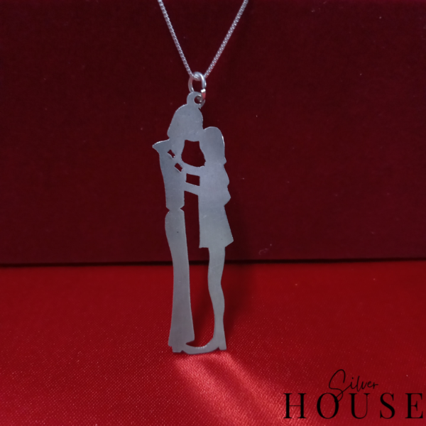 Silver Tall Couple Pendant, necklace for valentine's