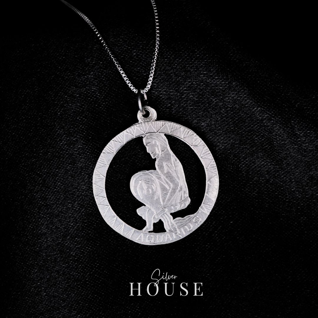 Silver Aquarius Zodiac Sign Pendant