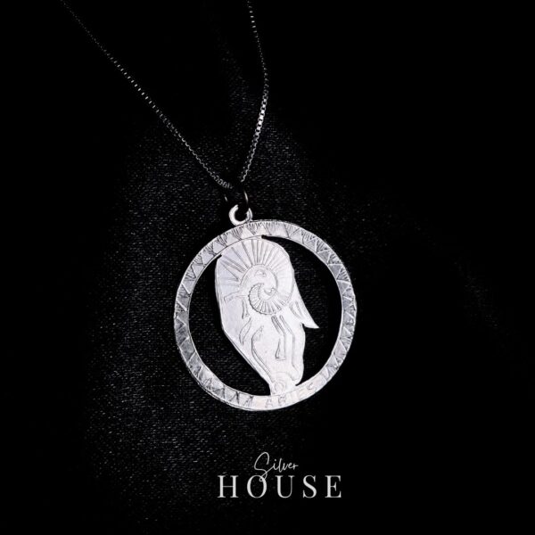 Silver Aries Zodiac Sign Pendant