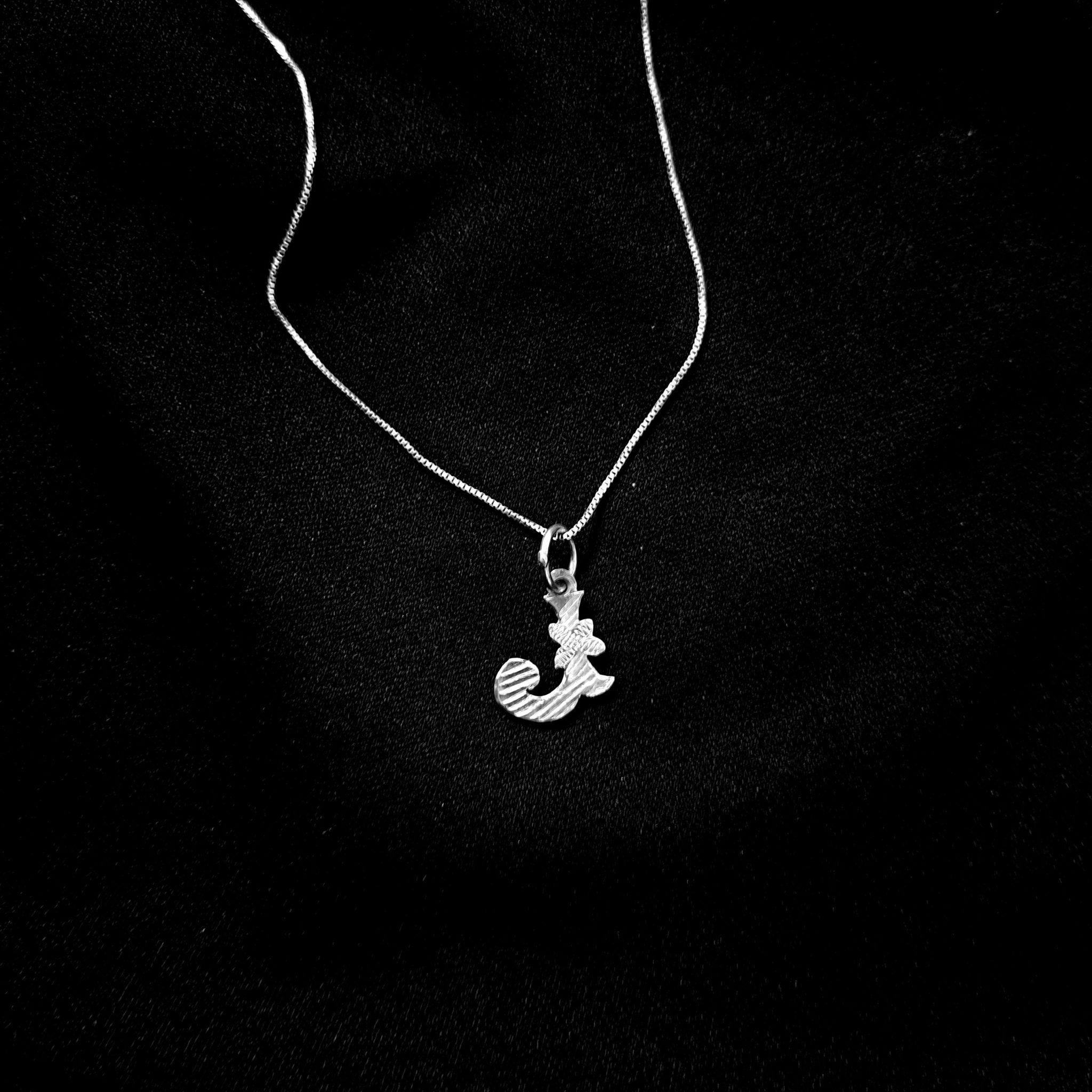 J Alphabet Sterling Silver Pendant with Silver Chain