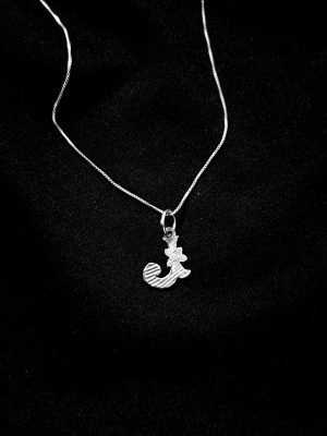 J Alphabet Sterling Silver Pendant with Silver Chain