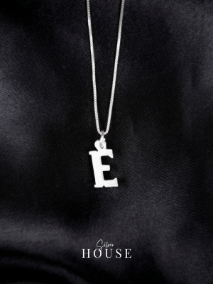 E Silver Alphabet Pendant Minimal