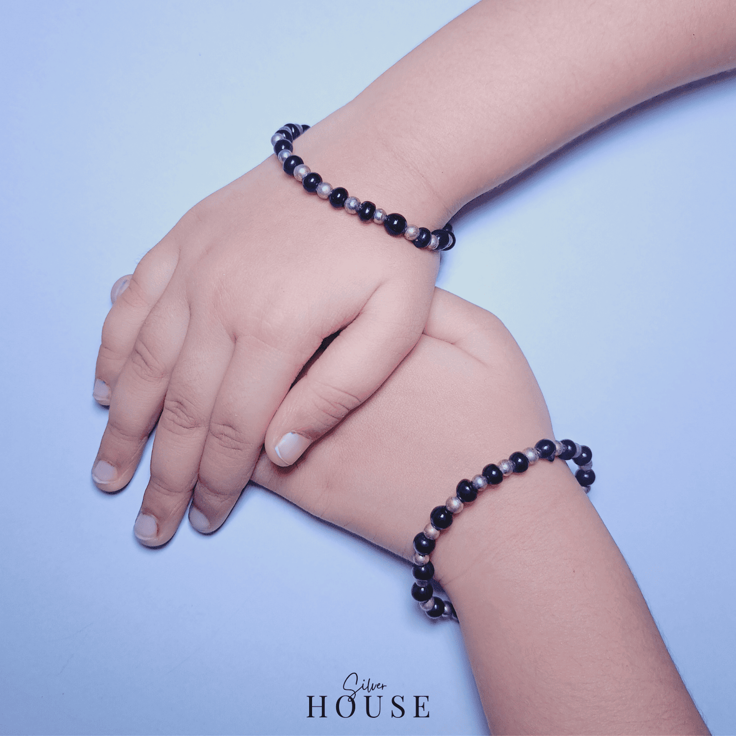 Black Bead silver bangles by babies by Silver House