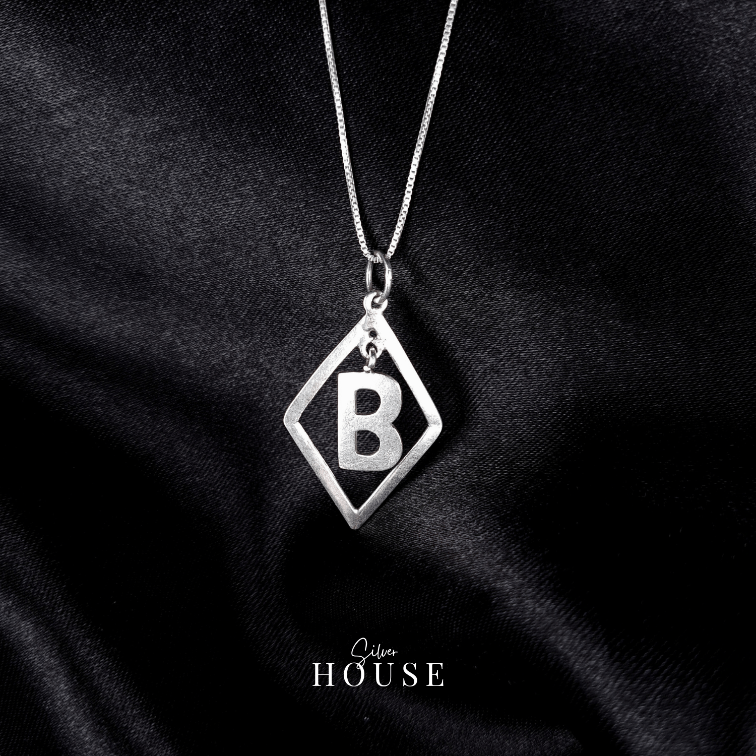 B Silver Alphabet Pendant