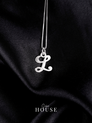L Silver Alphabet Pendant cursive