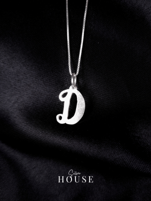 cursive D Alphabet Silver Pendant.