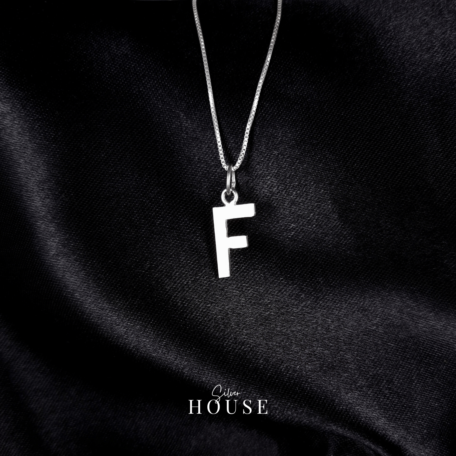 F Alphabet Sterling Silver Pendant with Sterling Silver Chain