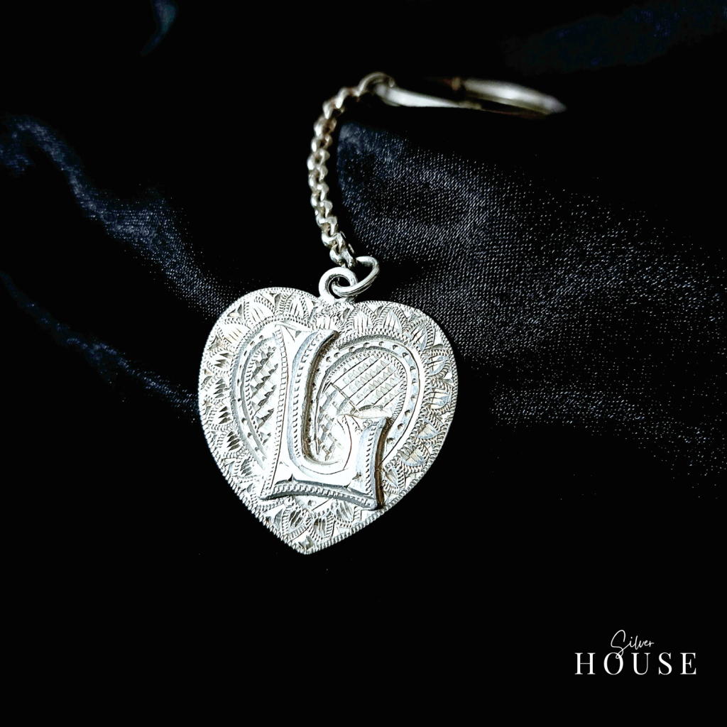 Vintage L Silver Keychain by Silver House