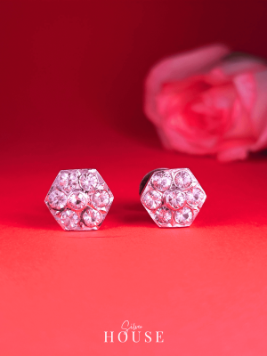 Vivita Silver Diamond Stud Earrings | Hexagon Earrings
