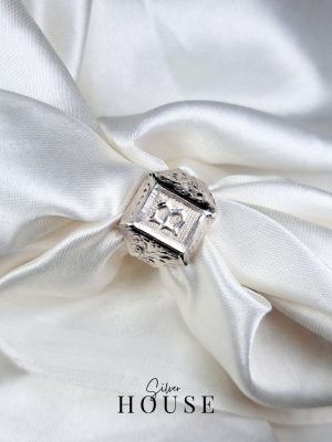 B Alphabet Silver Ring for Men