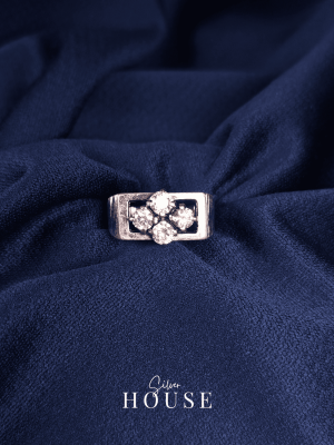Mian Sterling Silver Ring for Men with Cz Diamonds