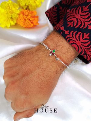 Meenakari Silver Rakhi by Silver House