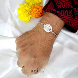 Oval Design Silver Rakhi by Silver House