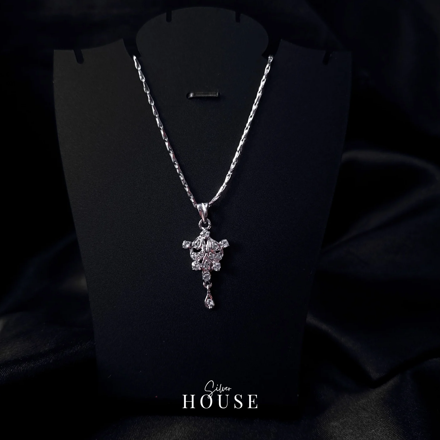 Seona 925 Silver Diamond Pendant with 925 Silver Chain