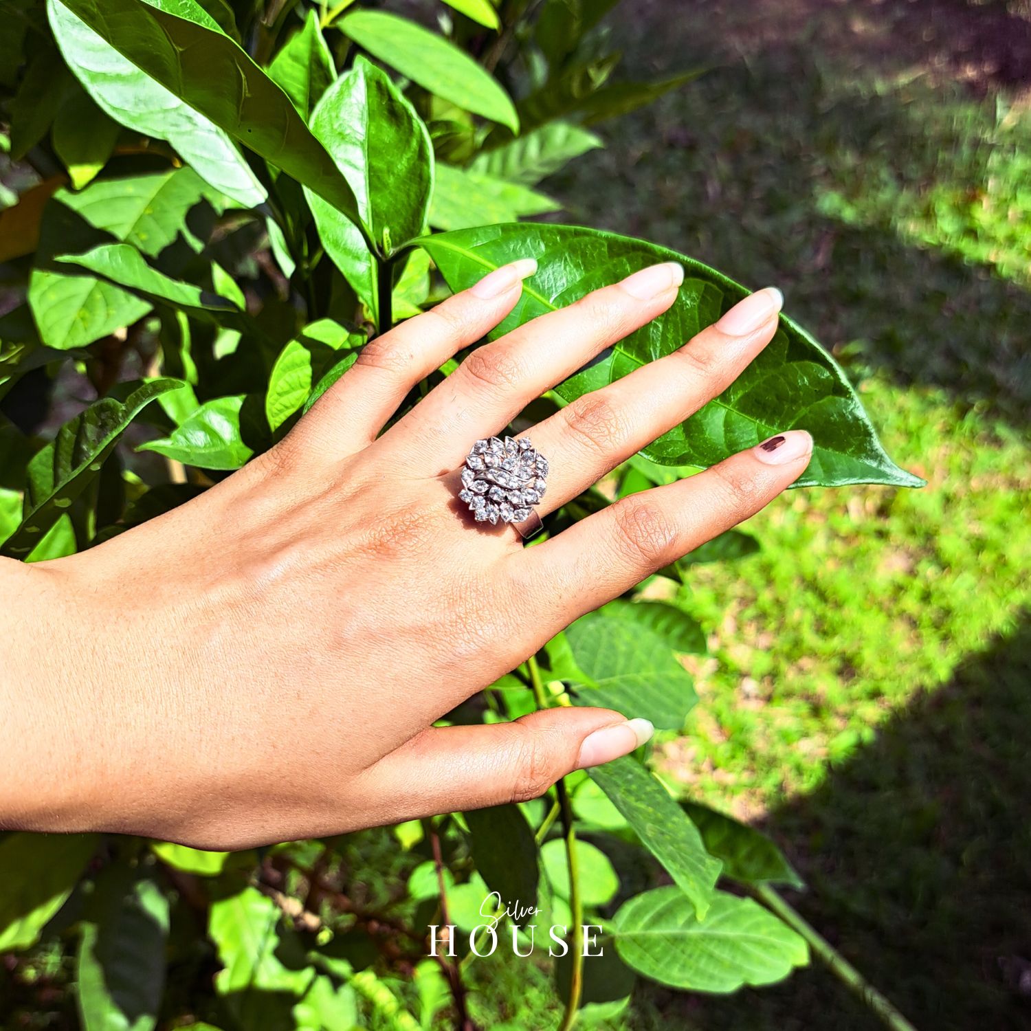 Eliona Diamond Silver Ring by Silver house