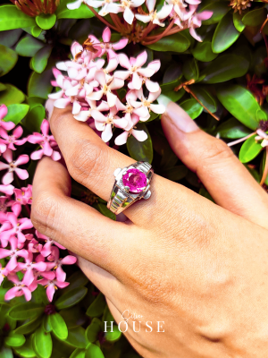 Pink Stone Silver Ring