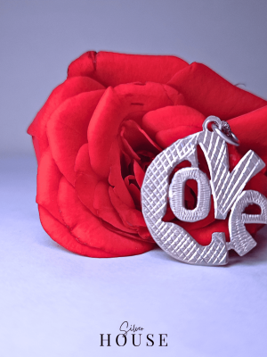 Silver Love Pendant Circular, Valentine Jewelry, valentine necklace