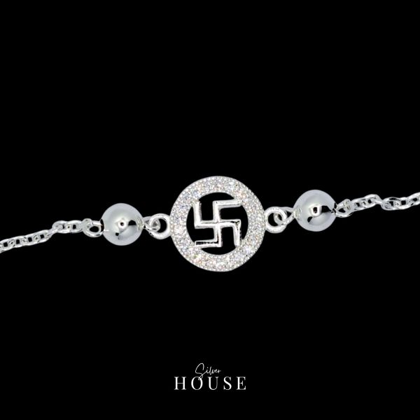 925 Sterling Silver Swastik Rakhi Bracelet by Silver House
