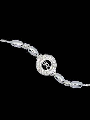 925 Silver Rakhi Bracelet cz by silver house