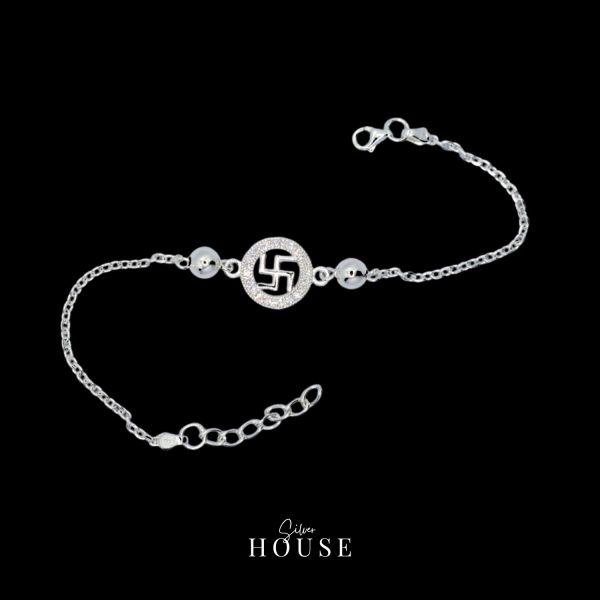 925 Sterling Silver Swastik Rakhi Bracelet by Silver House