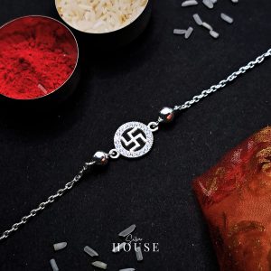 925 Sterling Silver Swastik Rakhi Bracelet by Silver House