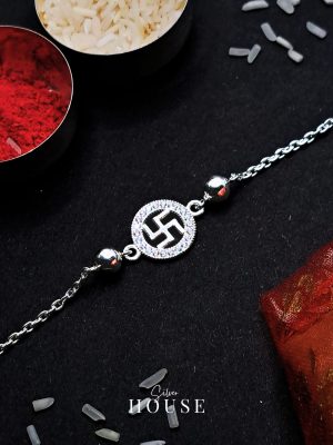 925 Sterling Silver Swastik Rakhi Bracelet by Silver House