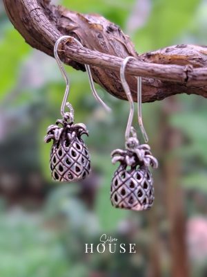 925 Silver Pineapple Earrings, Silver Boho earrings