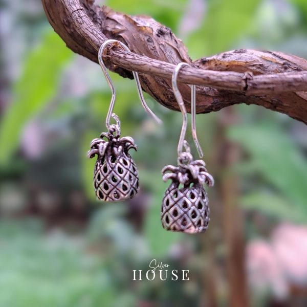 925 Silver Pineapple Earrings, Silver Boho earrings