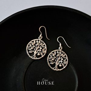 925 Silver tree of life earrings, Silver Boho earrings