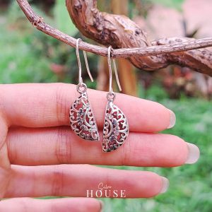 925 Silver semi circle Earrings, Silver Boho earrings