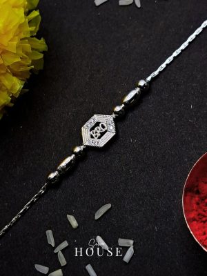 925 Silver Rakhi Bracelet cz by silver house - Hexagon