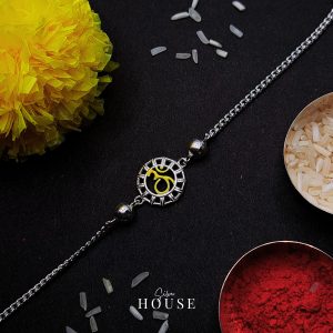 925 Silver OM Rakhi in yellow