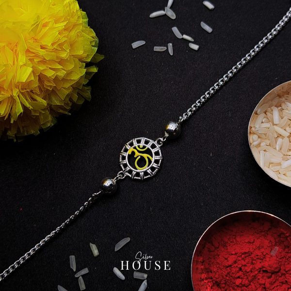 925 Silver OM Rakhi in yellow