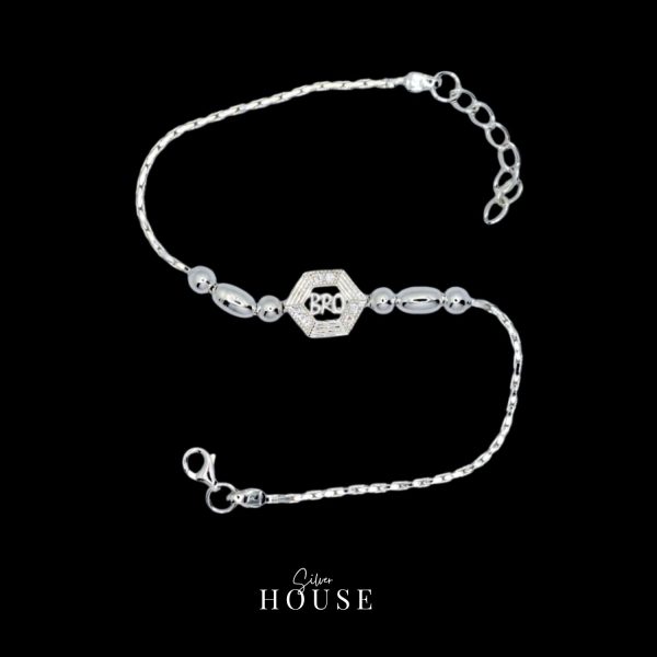 925 Silver Rakhi Bracelet cz by silver house - Hexagon
