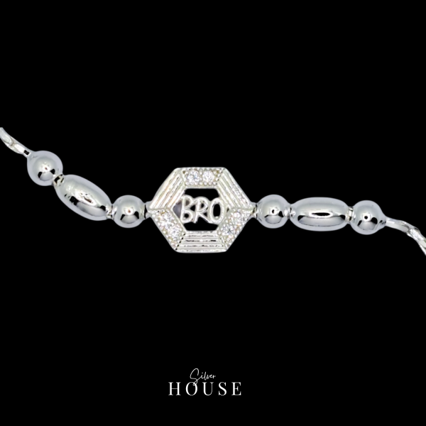 925 Silver Rakhi Bracelet cz by silver house - Hexagon