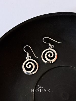 925 Silver Spiral Earrings, Silver Boho earrings