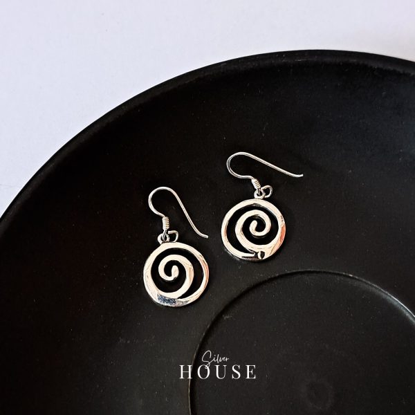 925 Silver Spiral Earrings, Silver Boho earrings