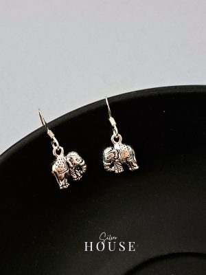 925 Silver Elephant Earrings Baby, Silver Boho earrings