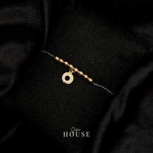 Yellow Gold Silver Adjustable bracelet with halo charm