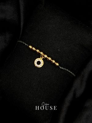 Yellow Gold Silver Adjustable bracelet with halo charm