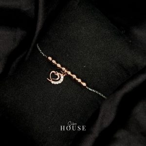 Rose Gold with heart charm silver adjustable bracelet
