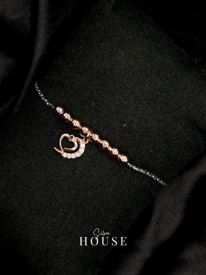 Rose Gold with heart charm silver adjustable bracelet