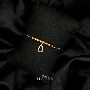 925 Gold plated silver adjustable bracelet with drop charm