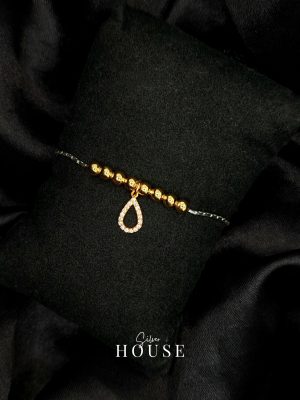 925 Gold plated silver adjustable bracelet with drop charm