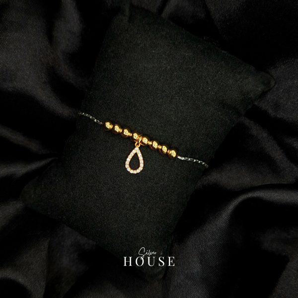 925 Gold plated silver adjustable bracelet with drop charm