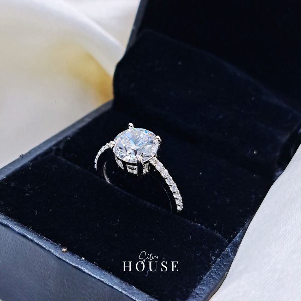 925 Silver Solitaire Diamond Ring by Silver House