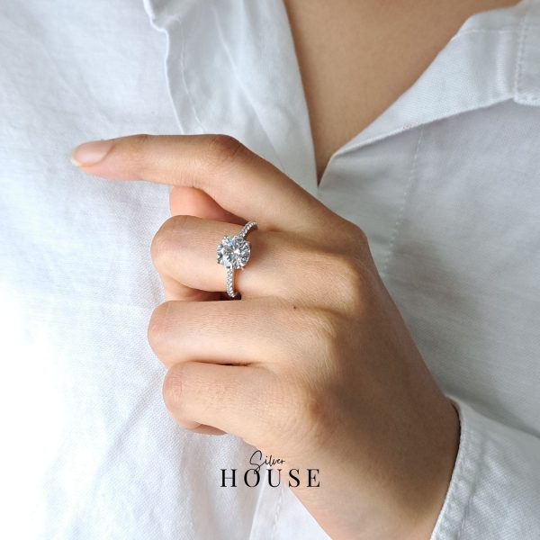 925 Silver Solitaire Diamond Ring by Silver House